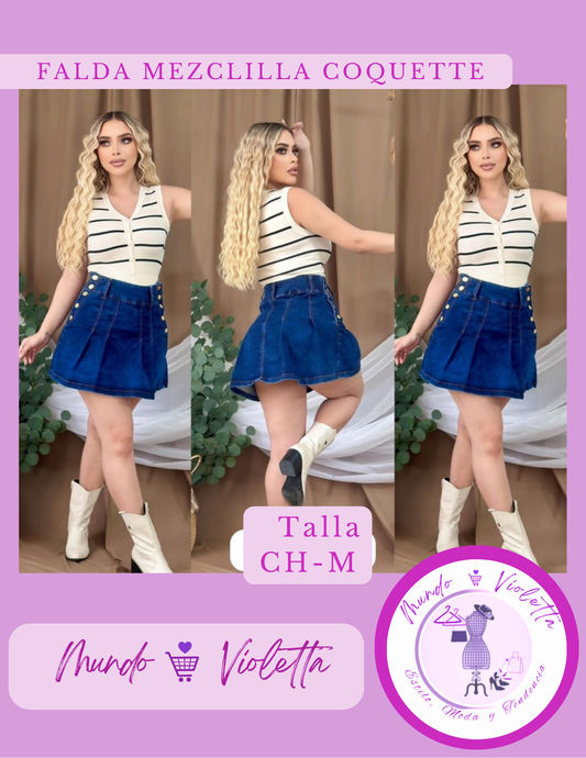 FALDA MEZCLILLA COQUETTE MV01