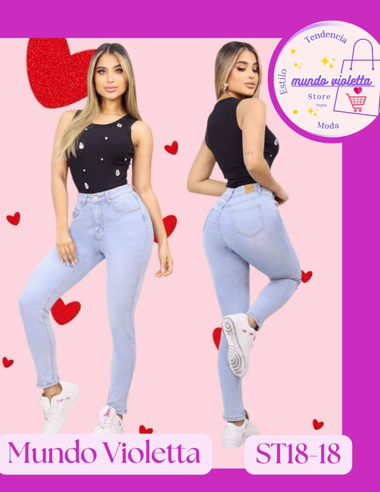 MV01 Jeans Mujer Mezclilla Stretch Súper Skinny